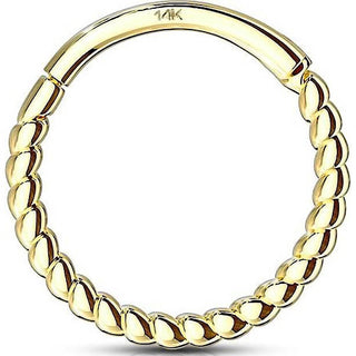 Solid Gold 14 Carat Ring Braided Clicker