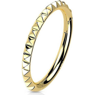 Solid Gold 14 Carat Ring Pyramid Cut Clicker