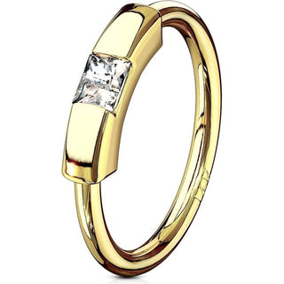 Solid Gold 14 Carat Ring Zirconia Segment