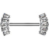 Titanium Nipple Piercing baguette fan zirconia Push-In