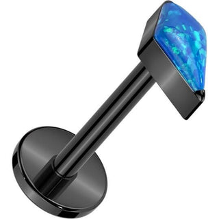 Titanium Labret diamond shaped zirconia opal Push-In