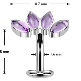 Titanium Belly Button Piercing marquise cut natural stones Push-In