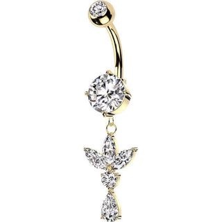 Belly Button Piercing marquise cut dangle zirconia