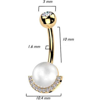 Belly Button Piercing pearl ball zirconia