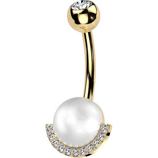 Belly Button Piercing pearl ball zirconia
