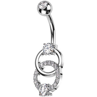 Belly Button Piercing double ring zirconia
