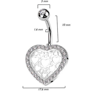 Belly Button Piercing heart zirconia