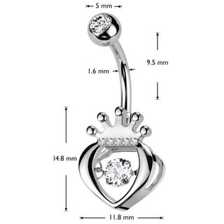 Belly Button Piercing heart crown zirconia