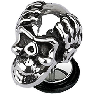 Fake Plug Skull Silver Internally Threaded