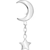 Titanium crescent moon star dangle chain Push-In