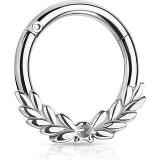 Ring Laurel Leaves Silver Clicker