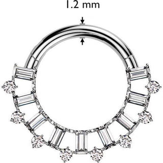Titanium Ring baguette cut zirconia Clicker