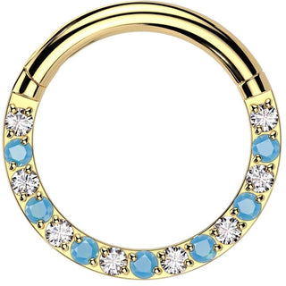 Titanium Ring turquoise zirconia Clicker