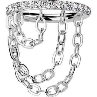 Titanium Ring triple chain dangle zirconia Clicker