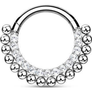 Titanium Ring Ball Zirconia Silver Clicker