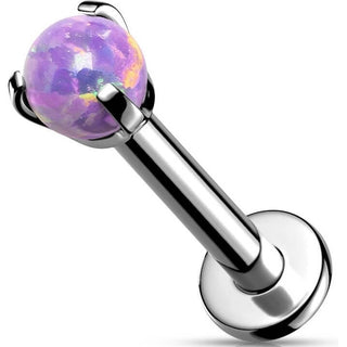 Titanium Labret Ball Opal Silver Internally Threaded