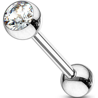 Titanium Barbell Ball Zirconia Silver Internally Threaded