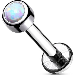 Titanium Labret Opal Round Silver Internally Threaded