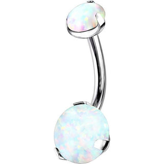 Titanium Belly Button Piercing Opal Dimple setting Internally Threaded