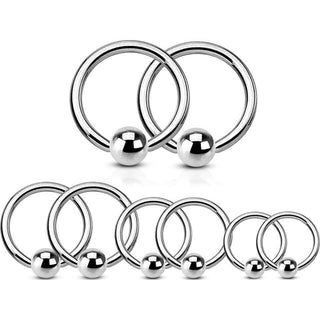 Ring Silver Captive Bead, 4 s pairs
