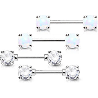 Nipple Piercing Ball Zirconia Opal, 2 s pairs