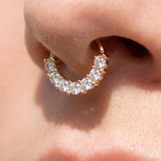 Golden Septum Piercing – selection on linen