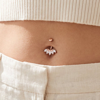 Rose Gold Belly Button Rings – selection on linen
