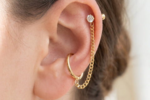 Helix Piercings with Chain
