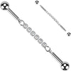 Industrial Barbell centered 6 crystal connector chain