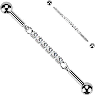 Industrial Barbell centered 6 crystal connector chain