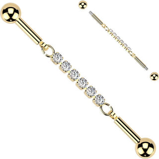 Industrial Barbell centered 6 crystal connector chain
