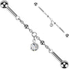 Industrial Barbell centered chain prong set cubic zirconia dangle