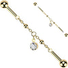 Industrial Barbell centered chain prong set cubic zirconia dangle