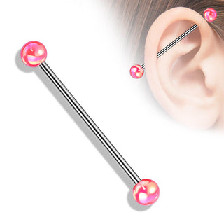 Industrial Barbell Acrylic Metalic coated Ball