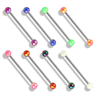 Industrial Barbell Acrylic Metalic coated Ball