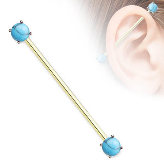 Industrial Barbell Round Synthetik Stone Turquoise