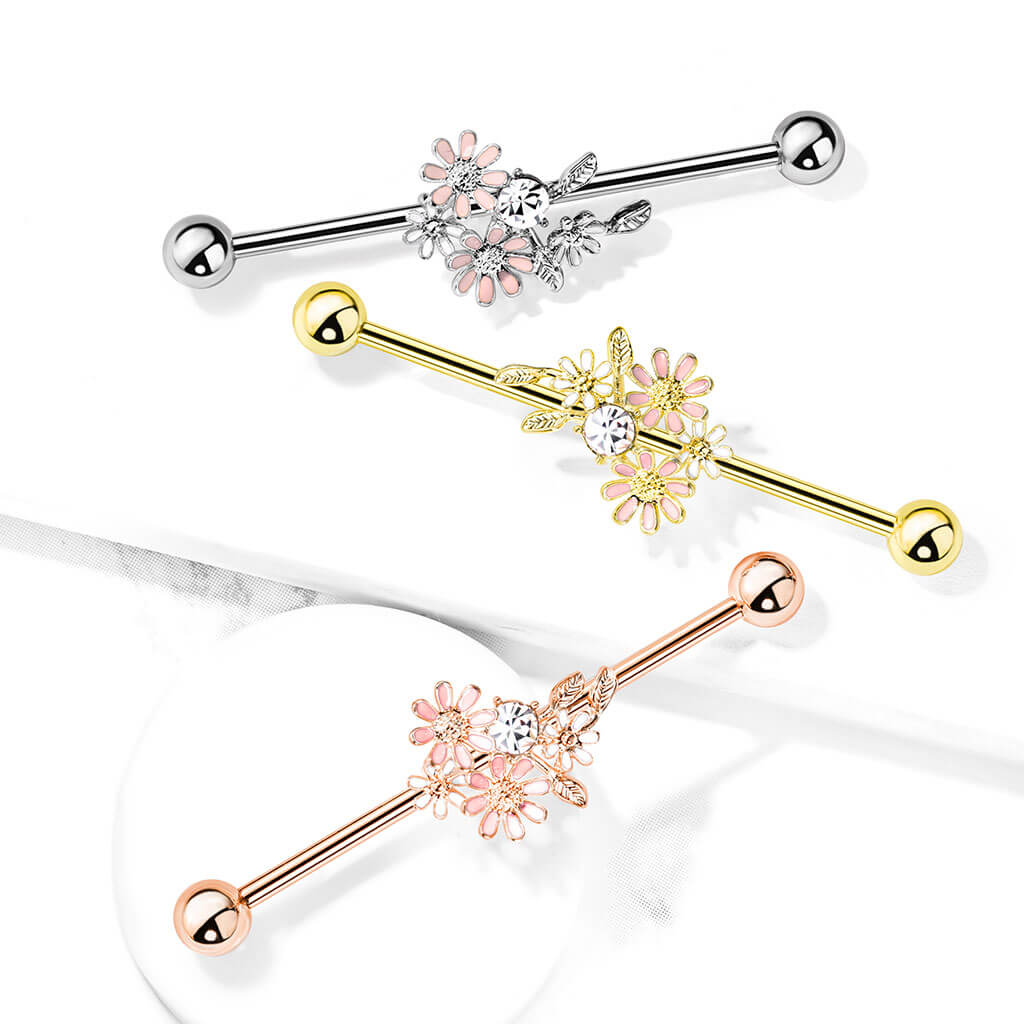 38 Mm Zilverkleurige Rechte Industrial Barbell Van Chirurgisch Staal Met Spikes P 38 Mm Zilverkleurige Rechte Industrial Barbell Van Chirurgisch Staal Met Spikes P
