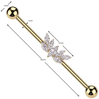 Industrial Barbell fan zirconia marquise cut