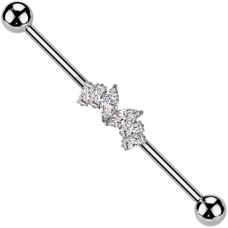 Industrial Barbell zirconias marquise cut baguette cut