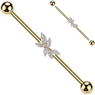 Industrial Barbell vine zirconia marquise cut
