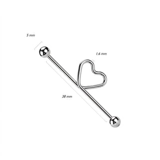 Industrial Barbell Heart Silver