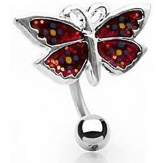 Belly Button Piercing Butterfly Top Down
