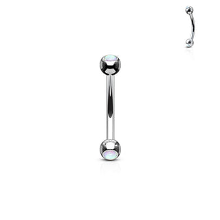 Eyebrow Piercing Ball Silver Opal