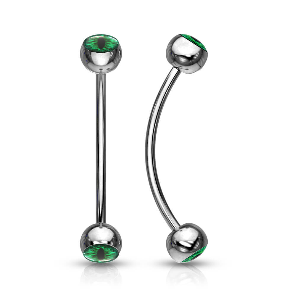 thumbnail image 2 of Lobal Domination 16g 5/16" Eyeball Curved Barbell – 316L Surgical Steel Eyebrow Ring 2 of 5