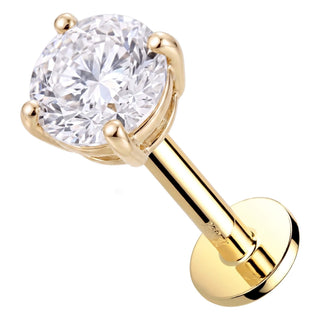 Solid Gold 14 Carat Labret Round Prong Setting Internally Threaded