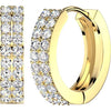 Hoop Earring Double Row Pave Cubic Zirconia 1 Pair