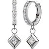 Earring Square Dangle with Center Cubic Zirconia 1 Pair
