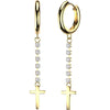 Earring Cross Dangle with Cubic Zirconia Chain 1 Pair