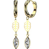 Earring Leaf and Marquise Cubic Zirconia Dangle 1 Pair