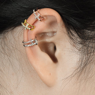 Earcuff Ear Cuff Double Cross Zirconia Bendable